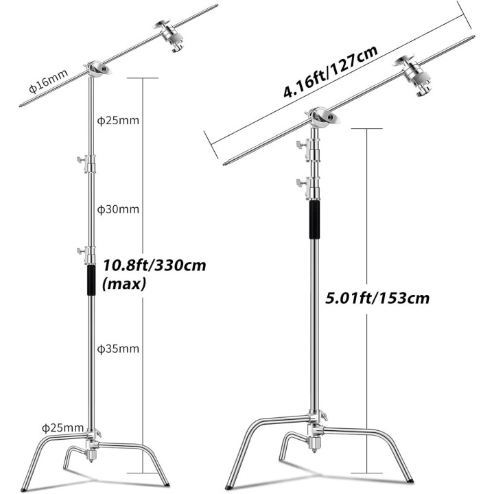 Selens C-Stand 11 ft con brazo y ruedas Open Box