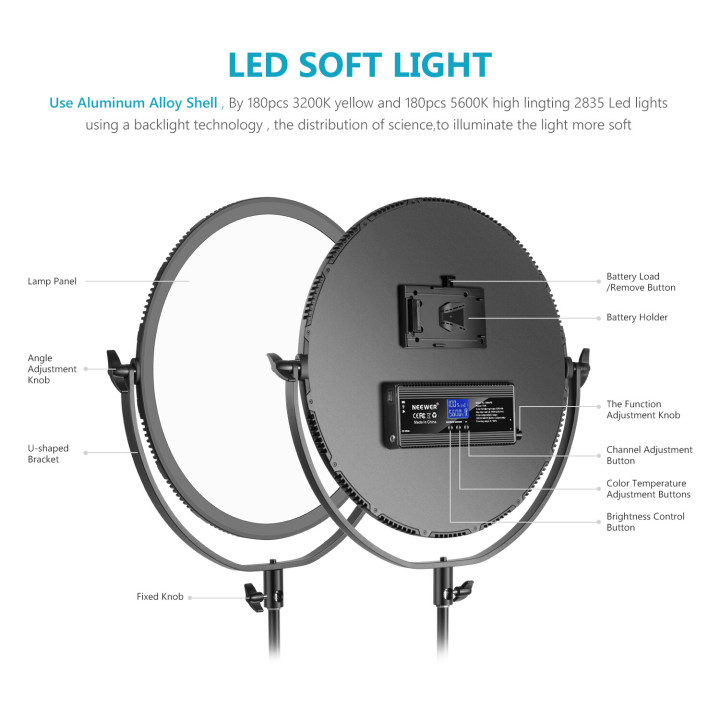 Neewer LED circular 18 pulgadas 70W Open Box